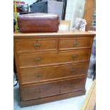 Victorian Elm chest of two short over three long graduated drawers upon plinth base, width 41.5'