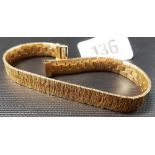 9ct gold textured link bracelet, weight 17.8g approx