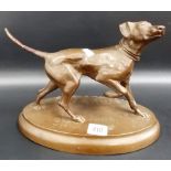 Bronze figure of a dog upon oval base, width 10.5' (tail af)