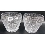 Good pair of Waterford Irish crystal cut glass vases, both with etched mark to the base, diameter
