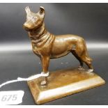 Bronze model of a standing Alsatian dog on rectangular plinth, height 4'