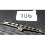 18ct white gold and single diamond set tie pin, the claw set diamond of 0.50ct spread approx,