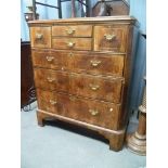 18th Century Norfolk mahogany veneered and boxwood banded two section chest, the moulded top with