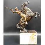 Franz Sautner (1872-1945) - 'Temis on Horseback', bronze and ormolo upon rectangular marble base,