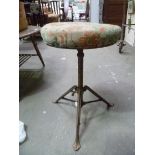 Early 20th Century cast iron tripod adjustable music stool