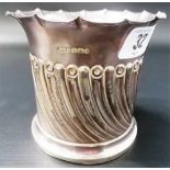 Late Victorian silver vase by James Dixon & Son, of cylindrical wrythen fluted form with flared rim,