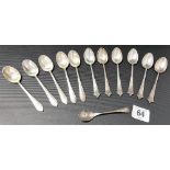 Set of six Victorian silver teaspoons, Birmingham 1896, together with a set of five other