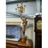 20th Century Blackamoor candelabra in 18th Century style, painted and gilded, height 65'