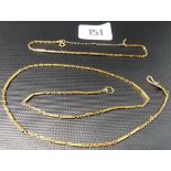 High purity yellow metal fancy link bracelet and necklace, the necklace engraved 22ct, weight 12.