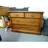 Victorian oak chest of two short over three long drawers upon a plinth base, width 42'