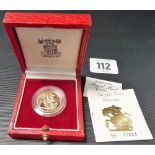 1985 proof sovereign within original box and Royal Mint Certificate