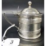 George III provincial silver mustard pot, the hinged dome lid with ball finial over the