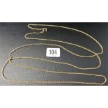 15ct gold long guard chain, marked 15ct, length 58', weight 36g approx