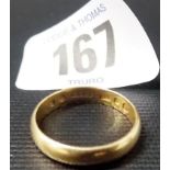 Victorian 18ct gold wedding band the interior monogrammed and dated 2nd Oct 1873, weight overall 3.