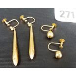 Two pairs of 9ct gold screw back earrings, weight 2.8g approx.