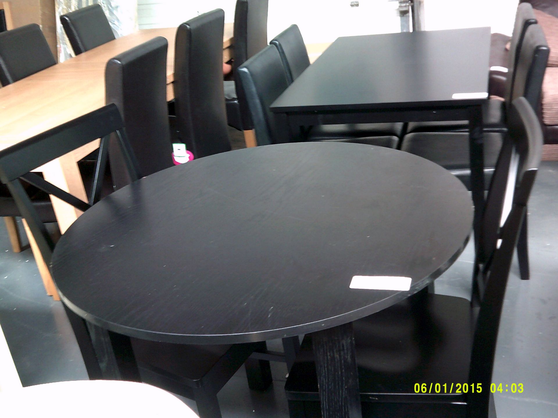 Dining Black Table and 2 Cross Black Chairs Customer Returns
