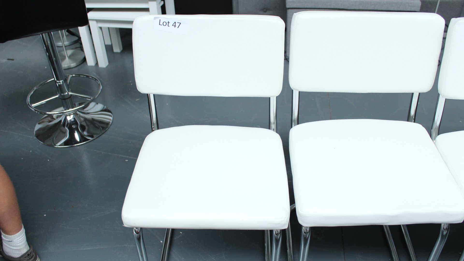 2 White & Chrome Chairs. New