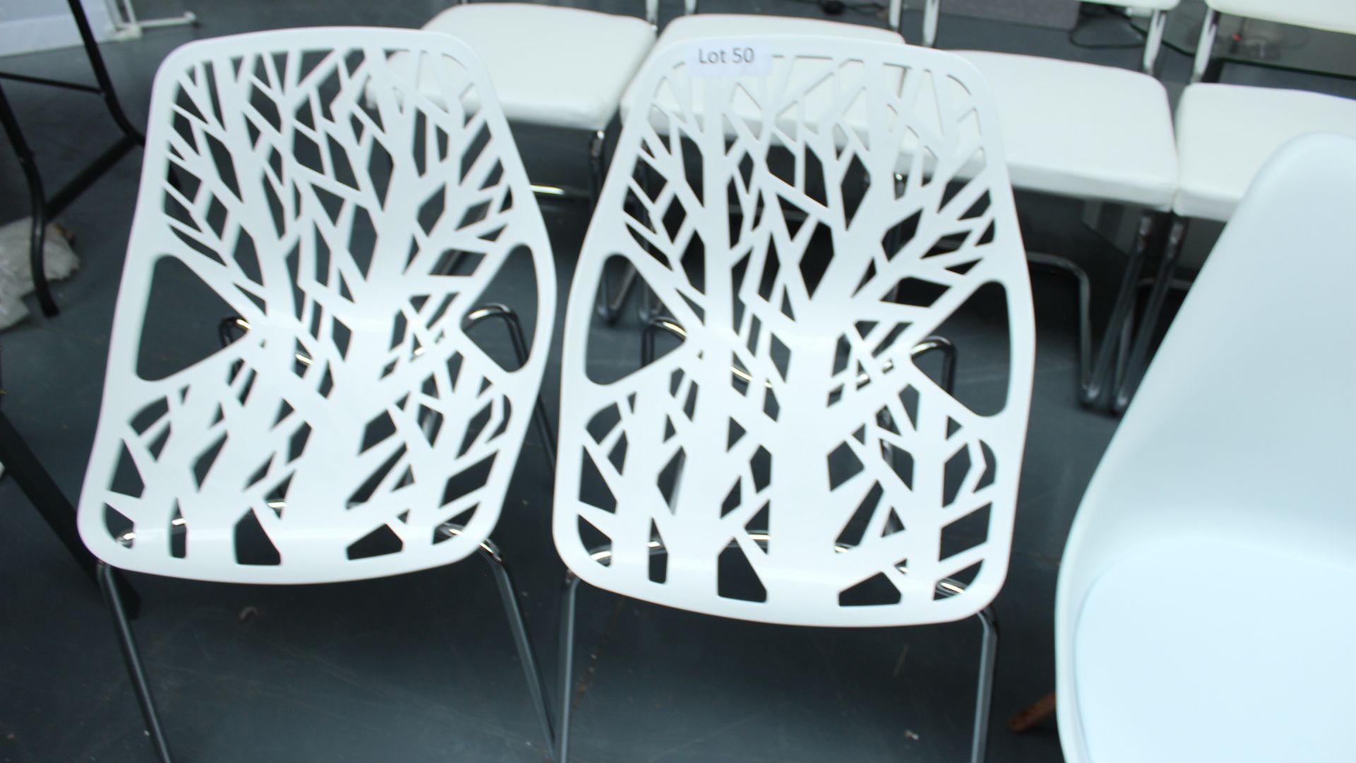 2 White Designer Style Chairs. New