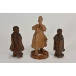 A box wood figure with two Japanese figures 12cm (3)清/民國時期 黃楊木童子及日本木雕两个