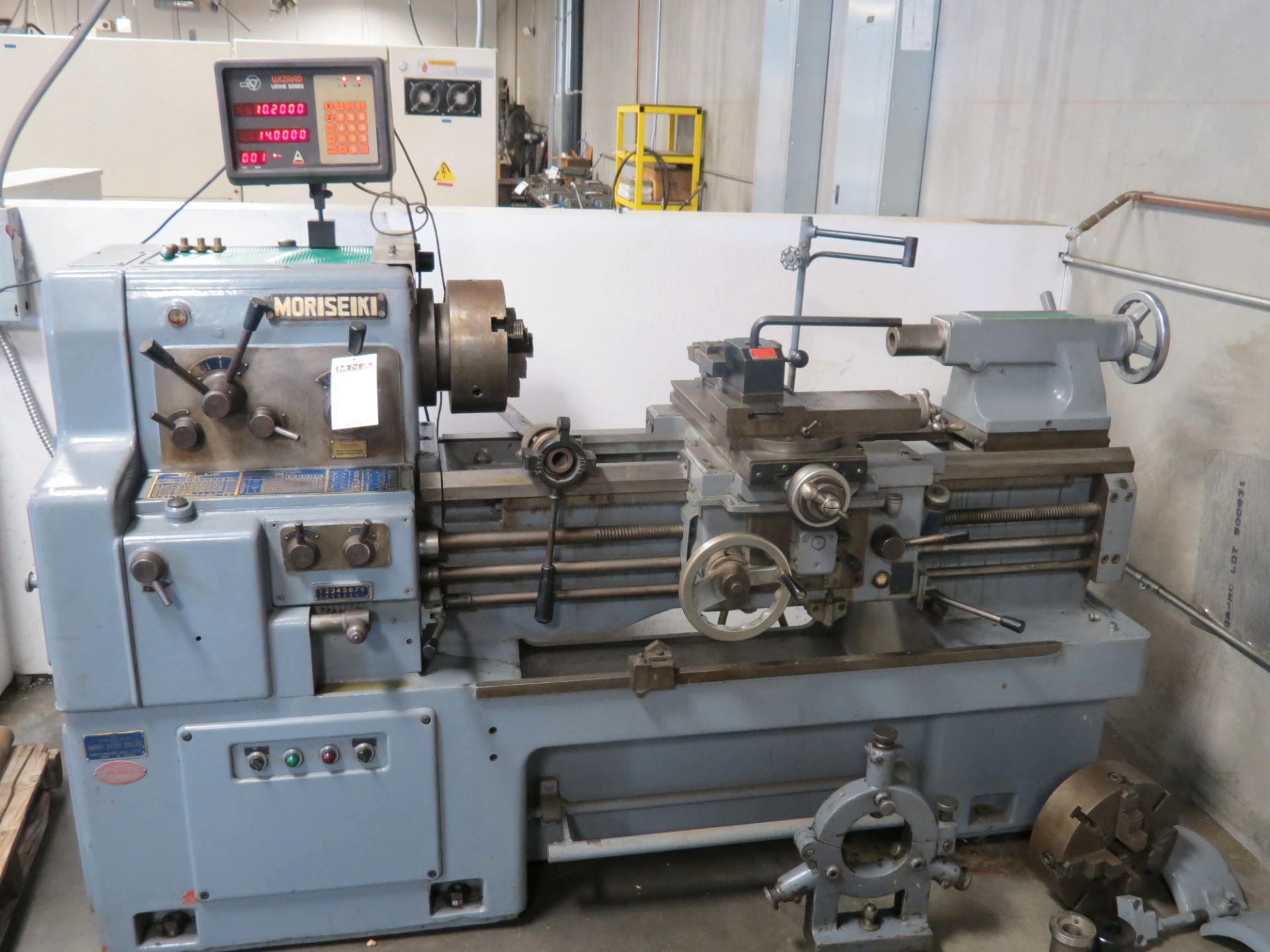 17" x 36" Mori Seiki MS-850G Gap Bed Engine Lathe, DRO, 3- and 4-jaw chucks, steady rest and tool