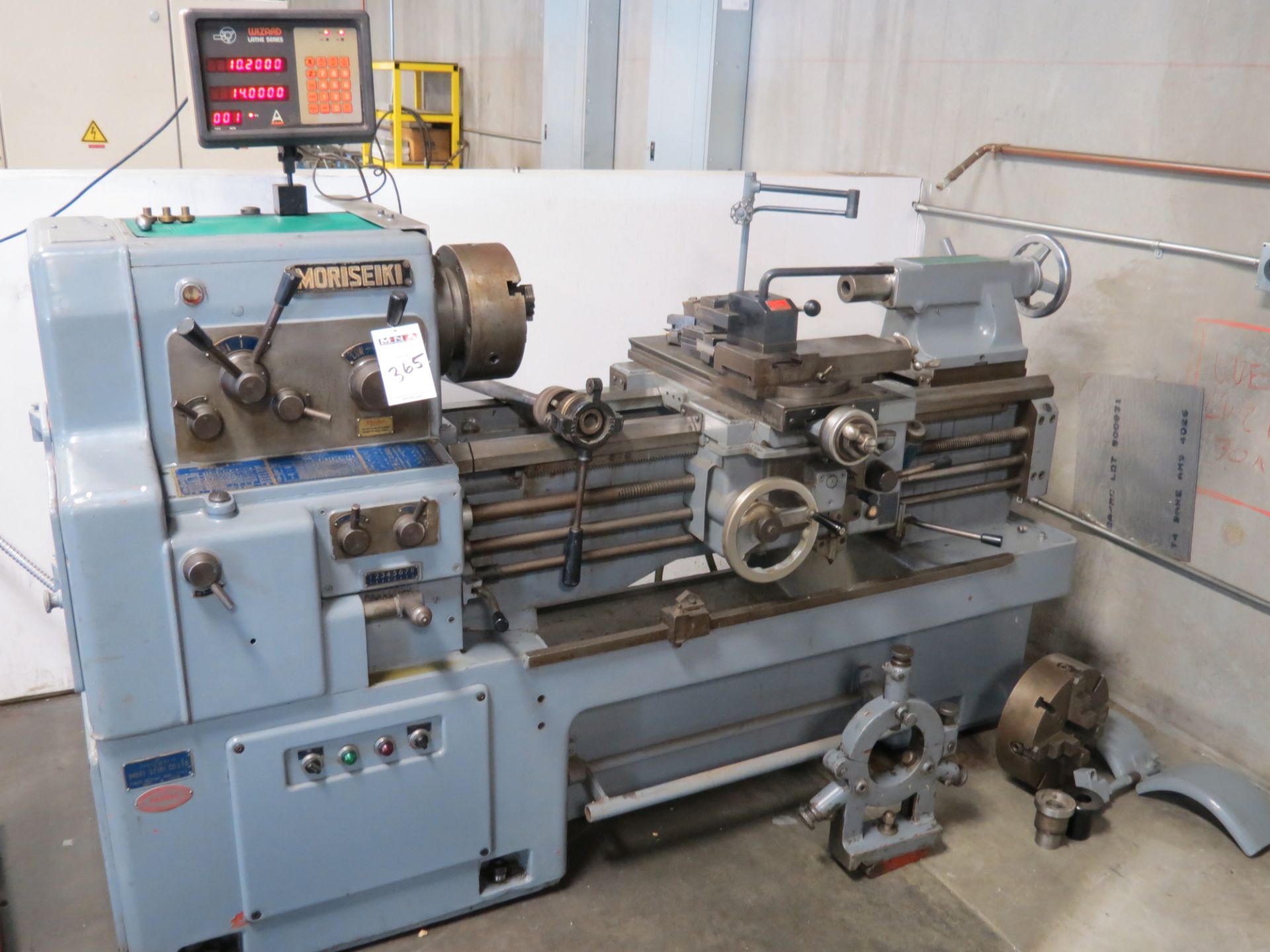 17" x 36" Mori Seiki MS-850G Gap Bed Engine Lathe, DRO, 3- and 4-jaw chucks, steady rest and tool - Image 5 of 5