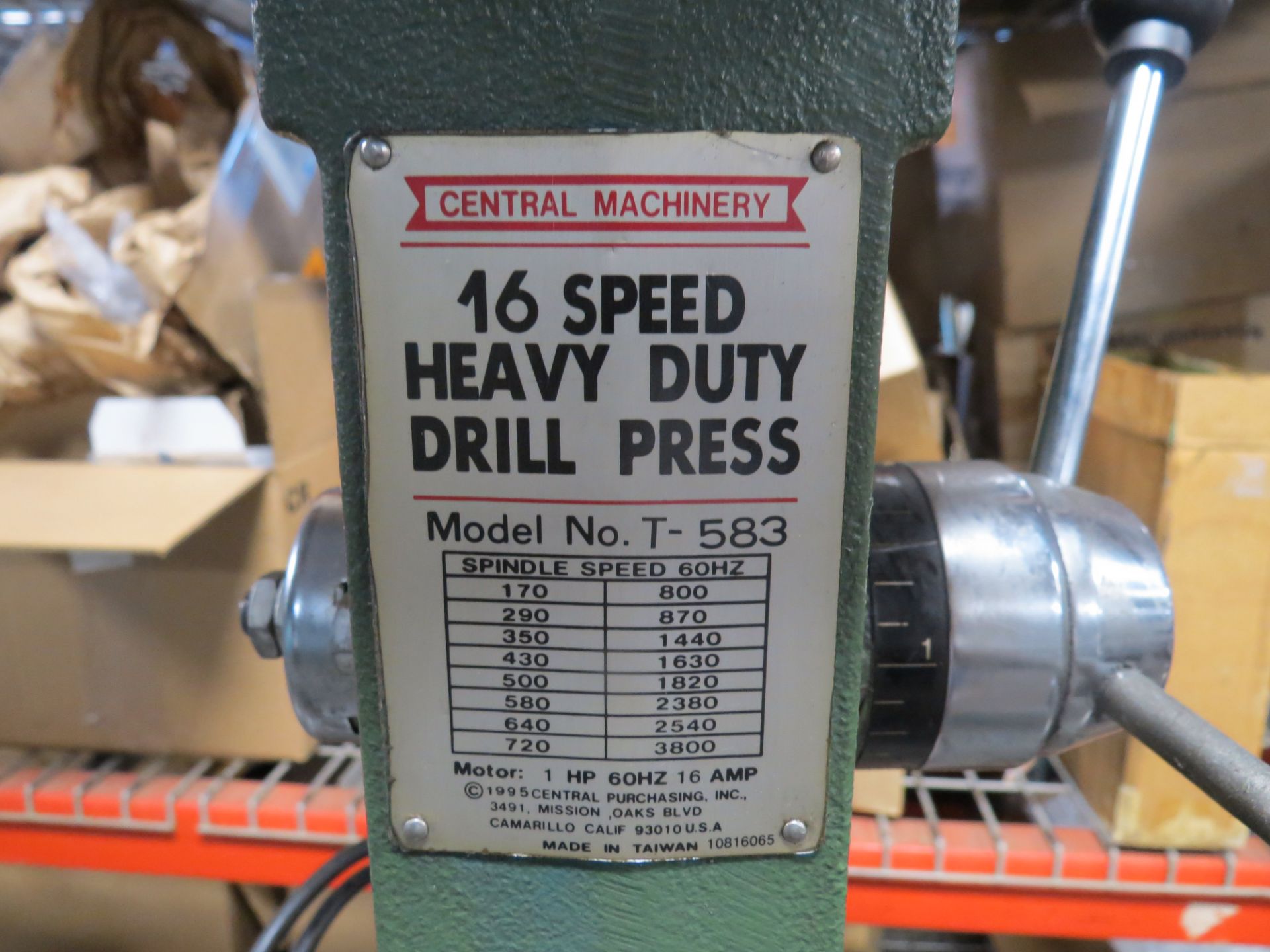 Central Machinery 16 speed drill press - Image 3 of 3