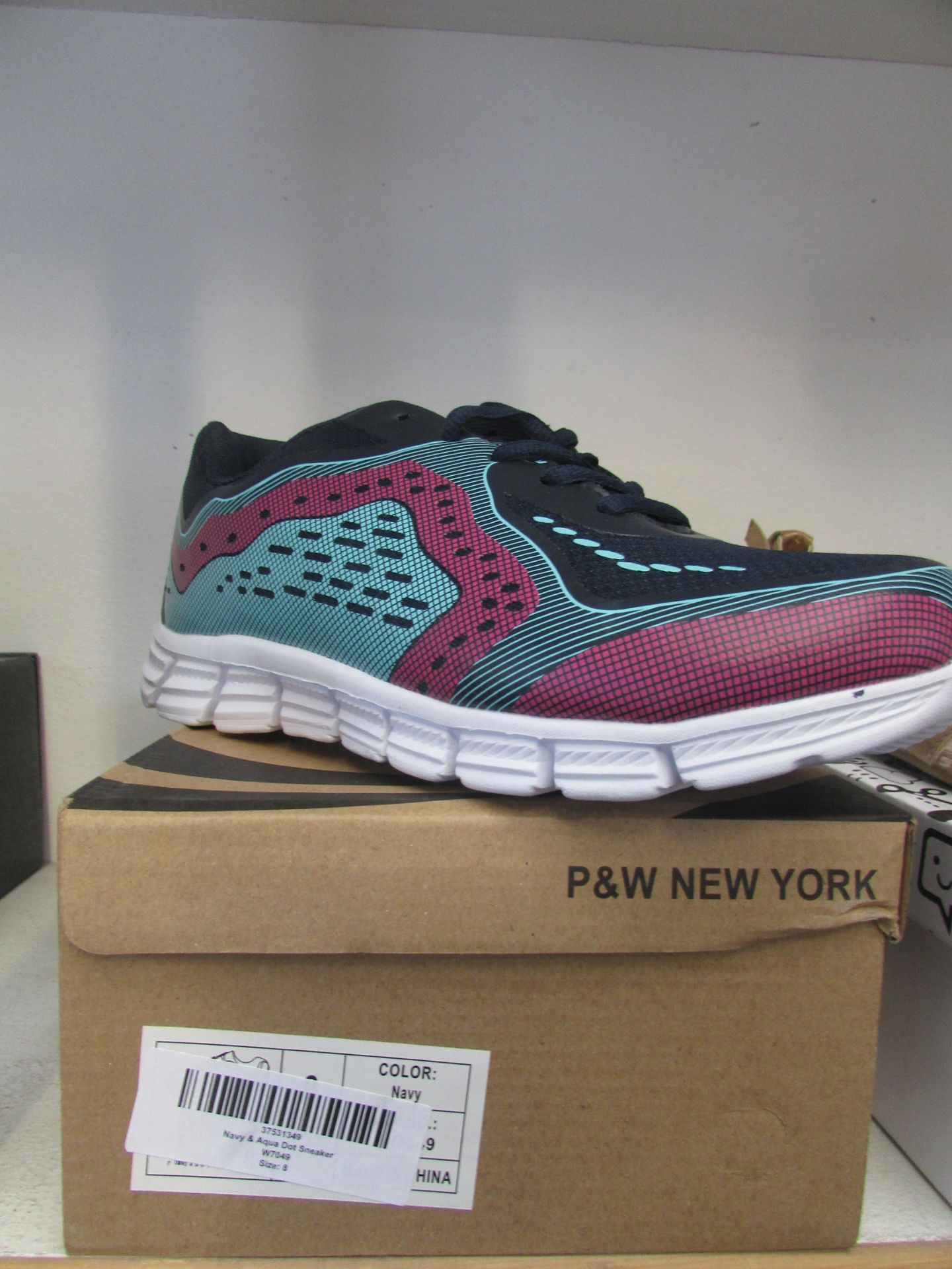 P&W New York Navy & Aqua Dot Sneaker UK Size 6