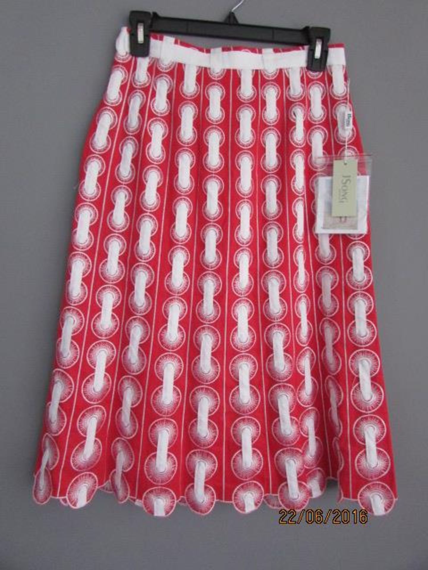 Jsong Red And White Ribbon-Weave Skirt Us 4