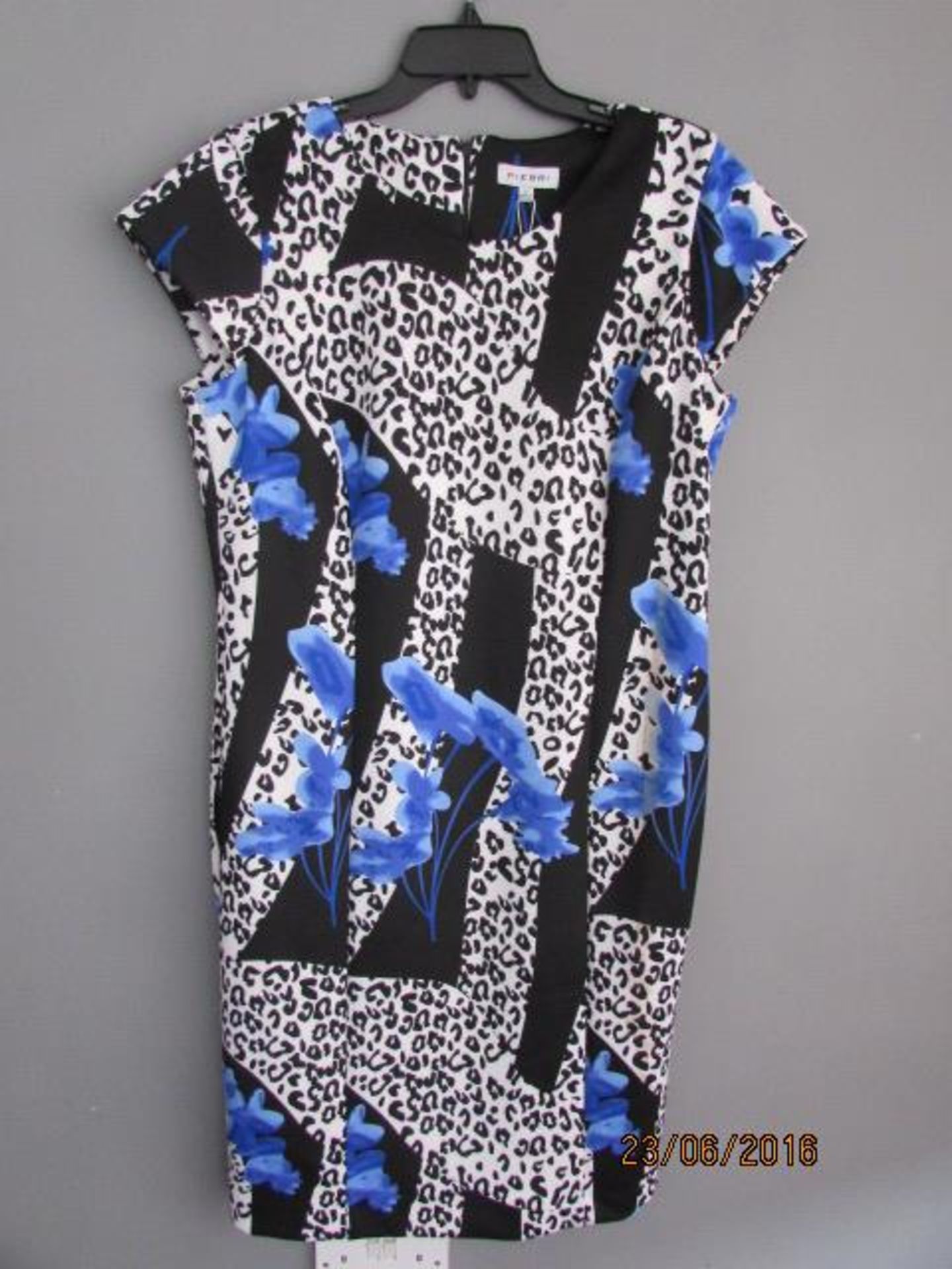 Pierri Blue And B Lack Floral Dot Cap Sleeve Dress Us Size 12