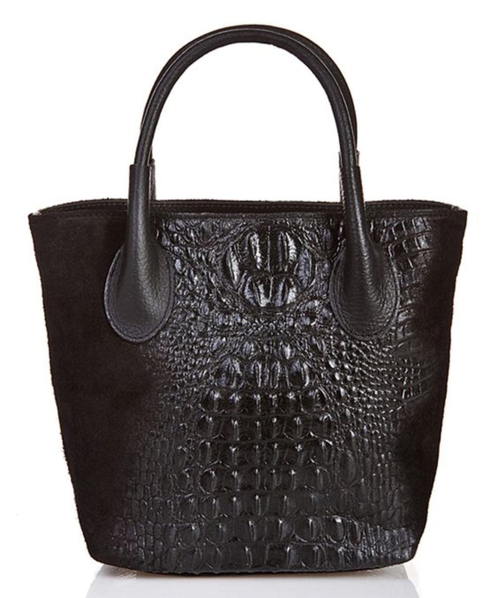 Massimo Castelli Black Croc-Embossed Leather Mini-Tote -One Size