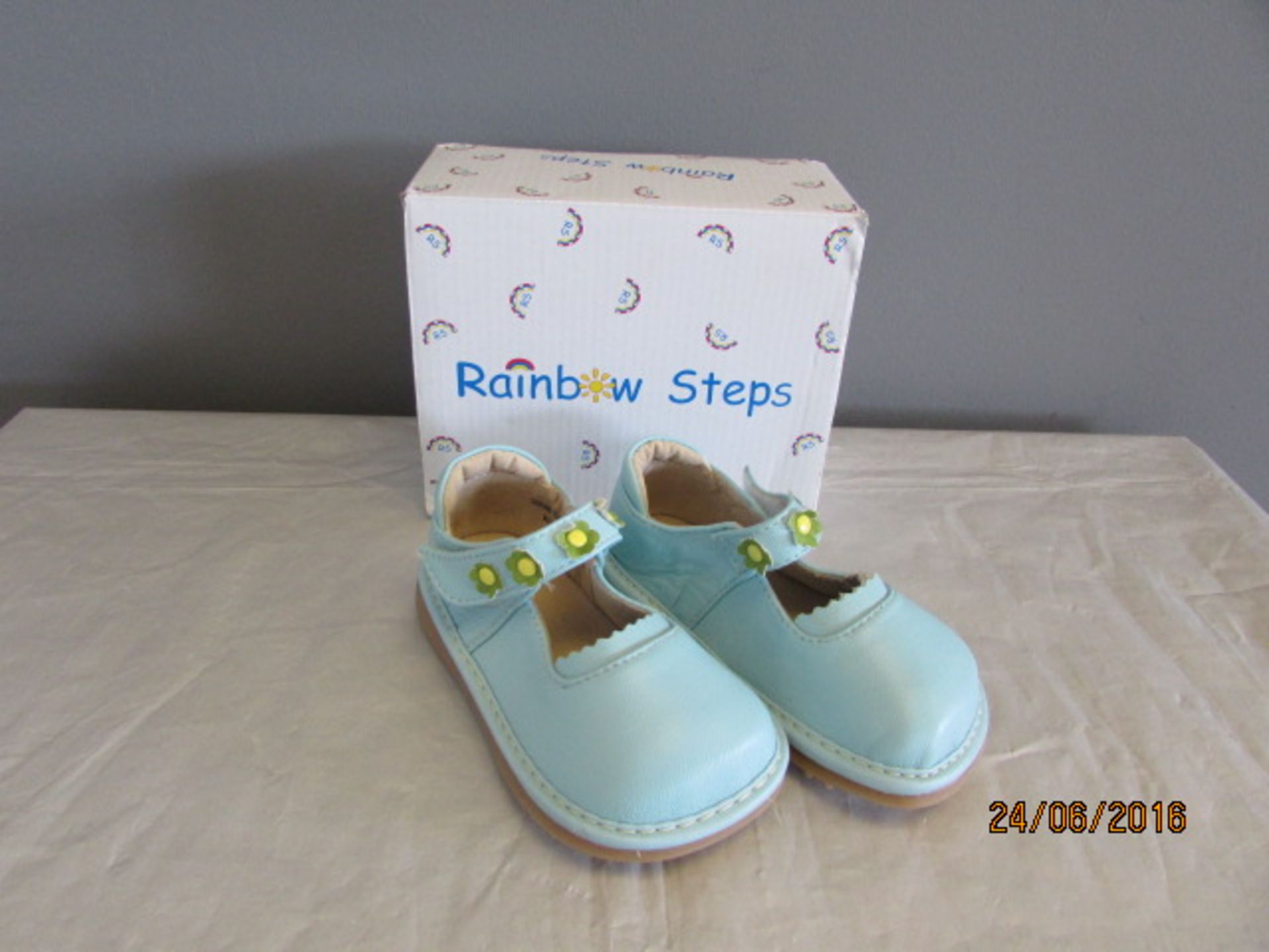 Rainbow Steps Light Blue Floral Leather Shoe Us Size Toddler 7