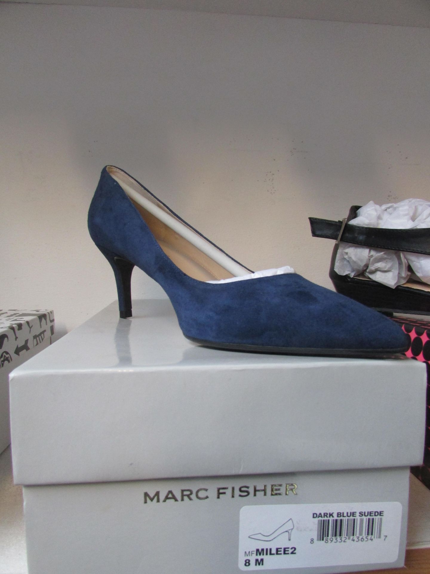 Mark Fisher Dark Blue Suede Heeled Shoes Size: 8