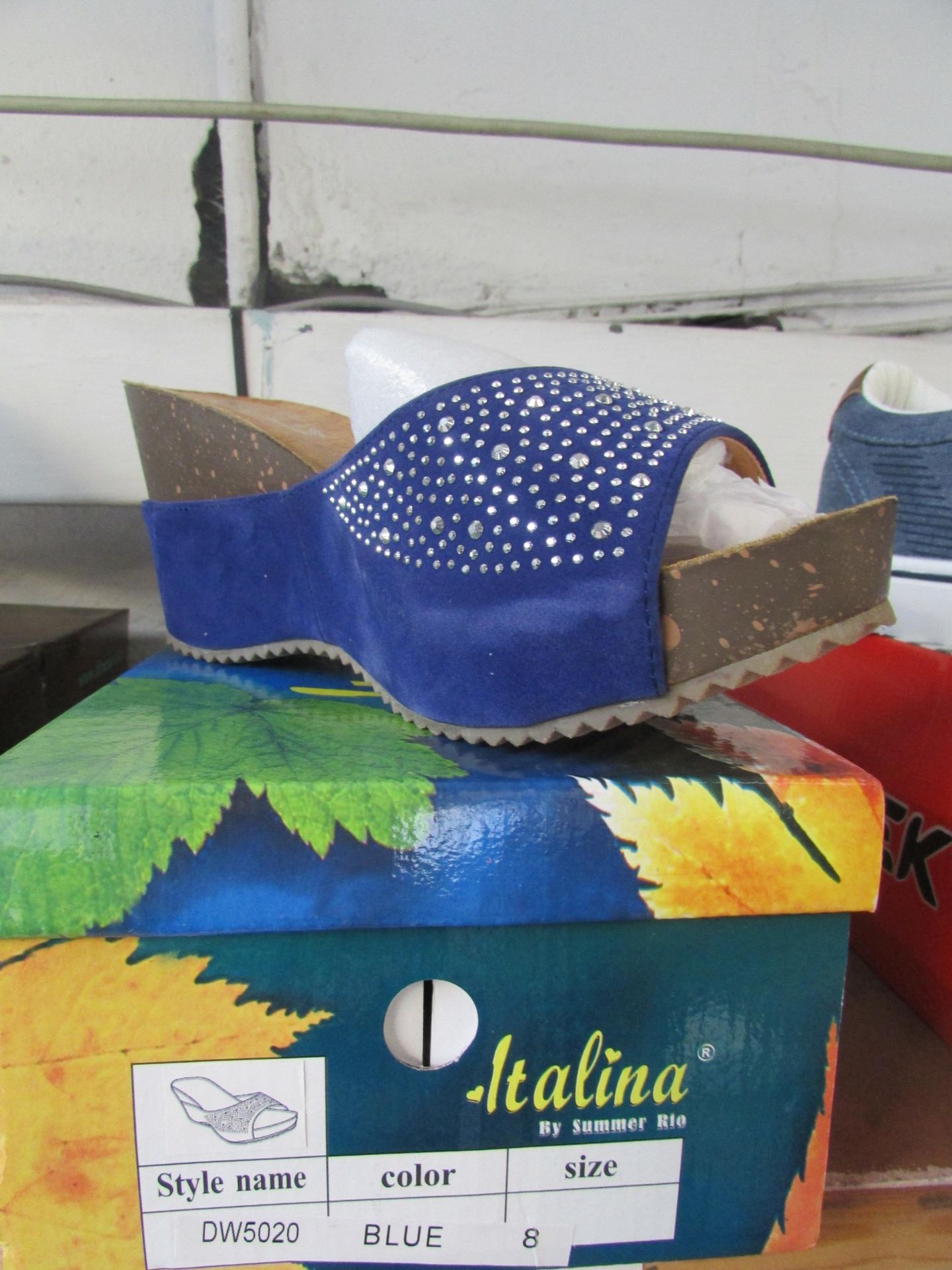 Italina By Summer Rio Blue Ladies Wedged Shoes Size: 8