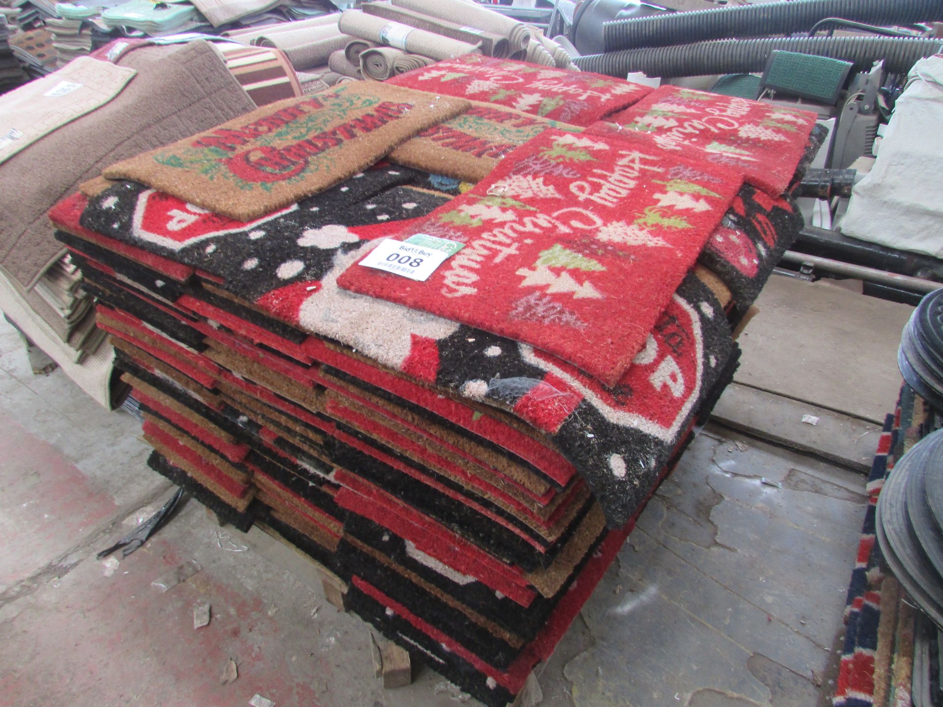 Approx 300 PVC Backed Coir Xmas Mats in Various Designs