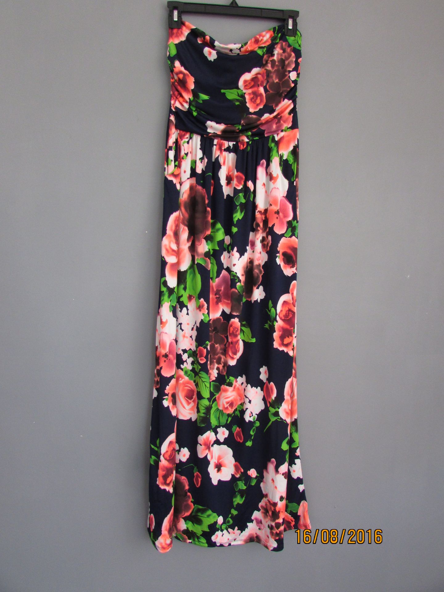 Brand New Love Kuza Navy Floral Pocket Strapless Dress Us Size M