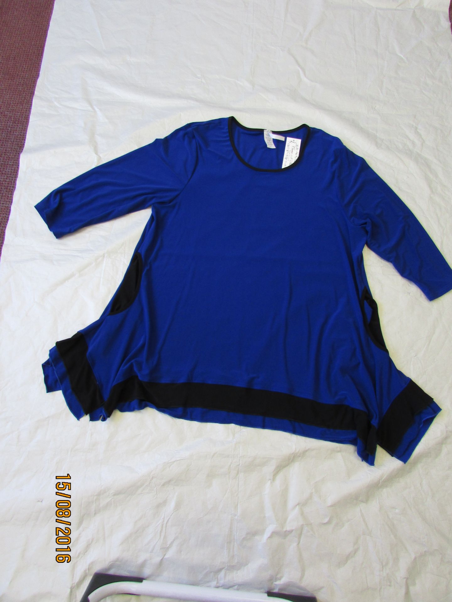 Brand New Come N See Blue And Black Contrast Handkerchief Top Us Size 1X