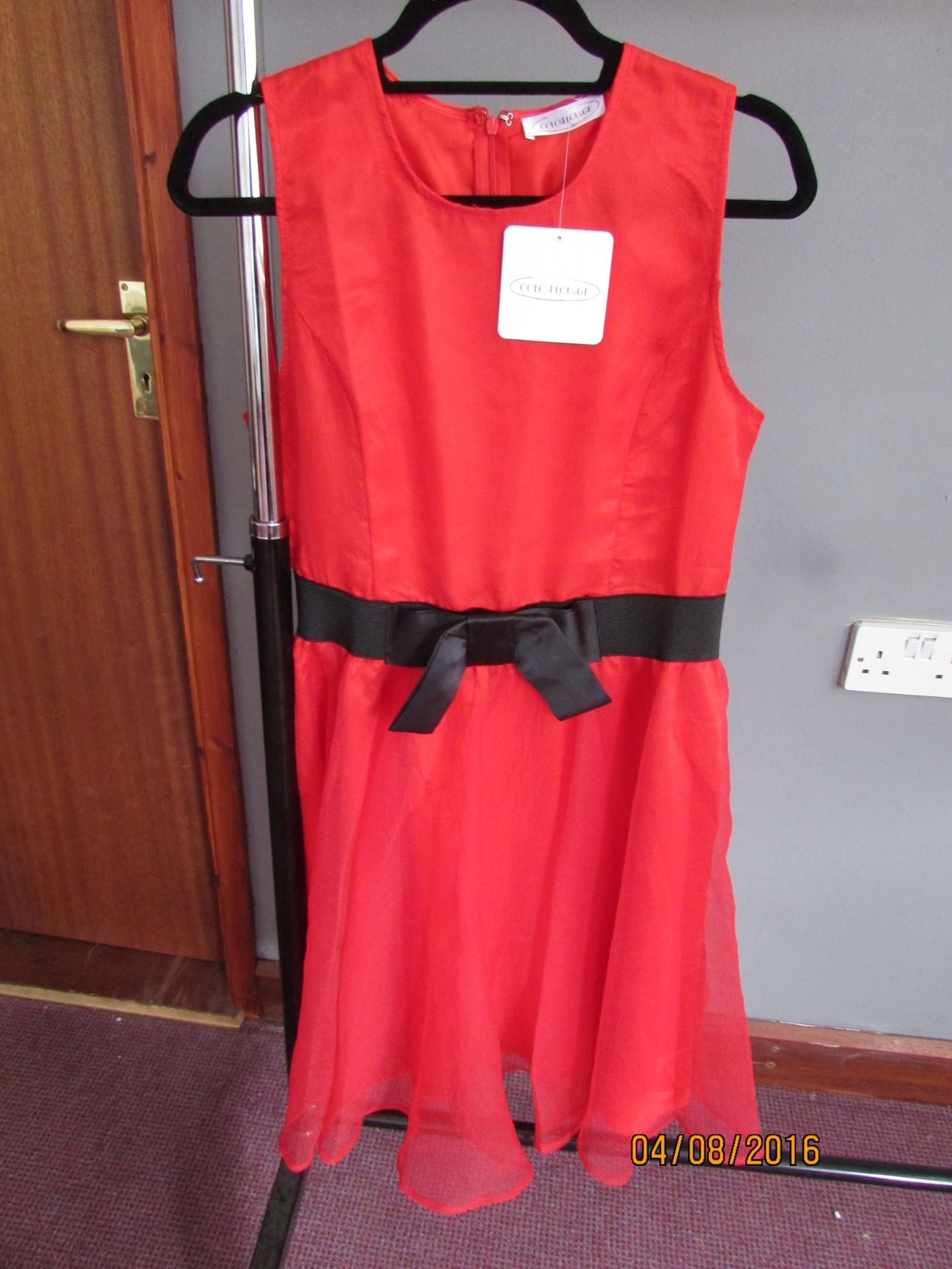 Brand New Color Lounge Red Bow A-Line Dress Us Size M