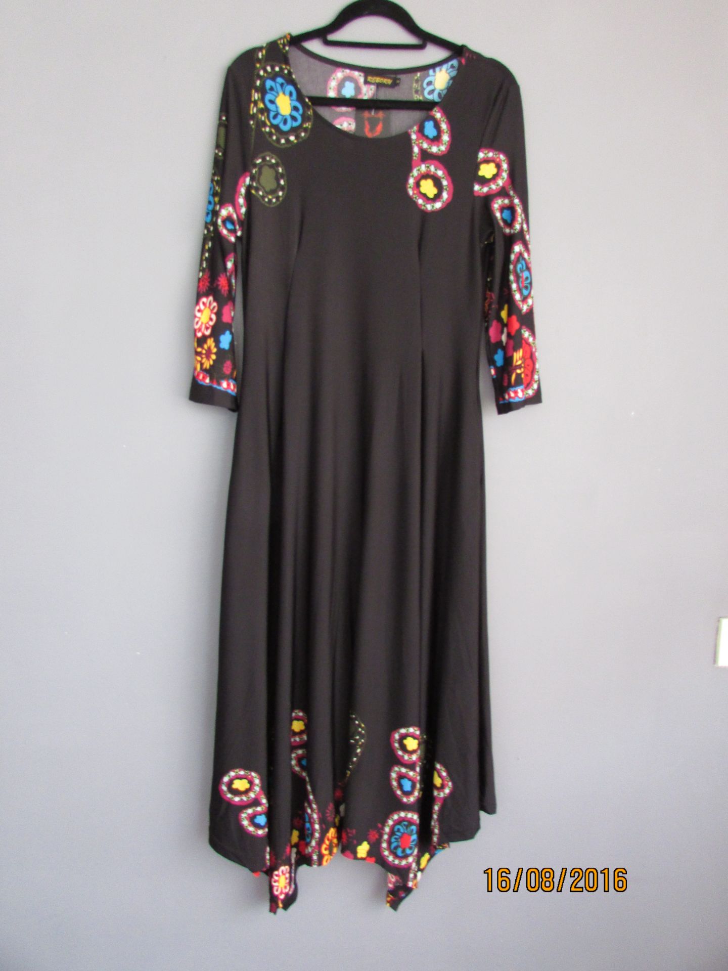 Brand New Reborn Black Garden Handkerchief Maxi Dress Us Size S