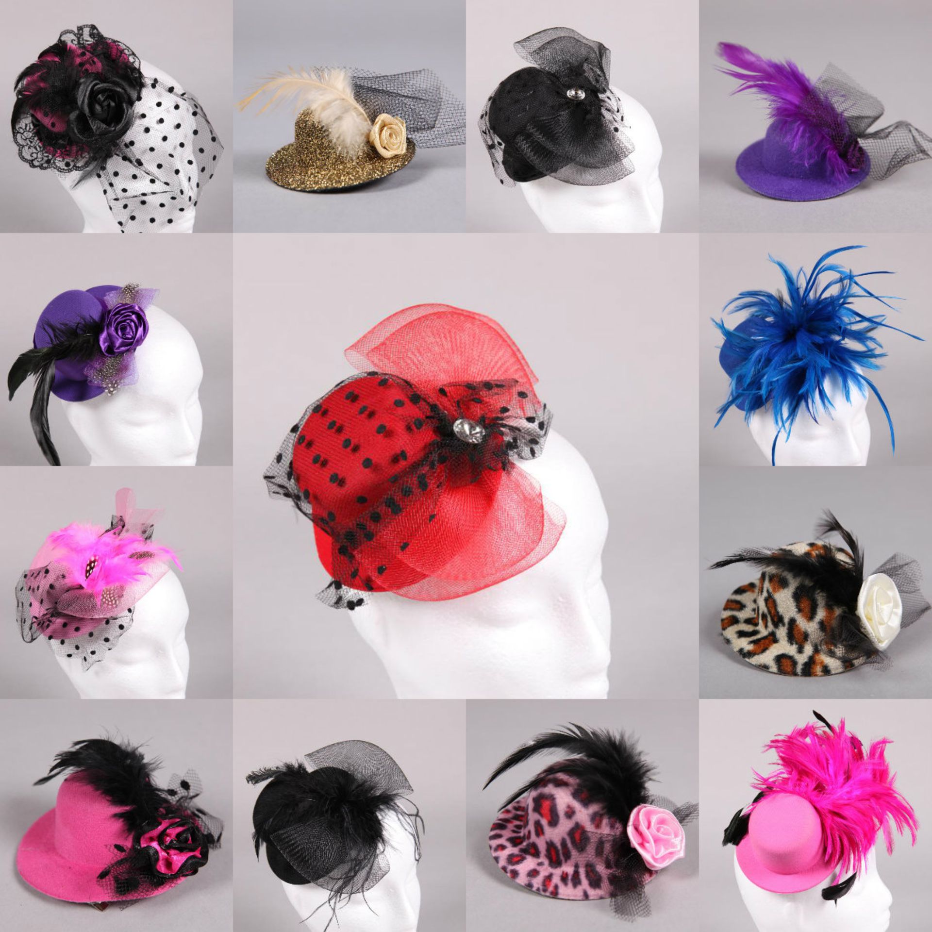 1,100 x Top-Hat Style Hair Fascinators - Burlesque style hair accessories