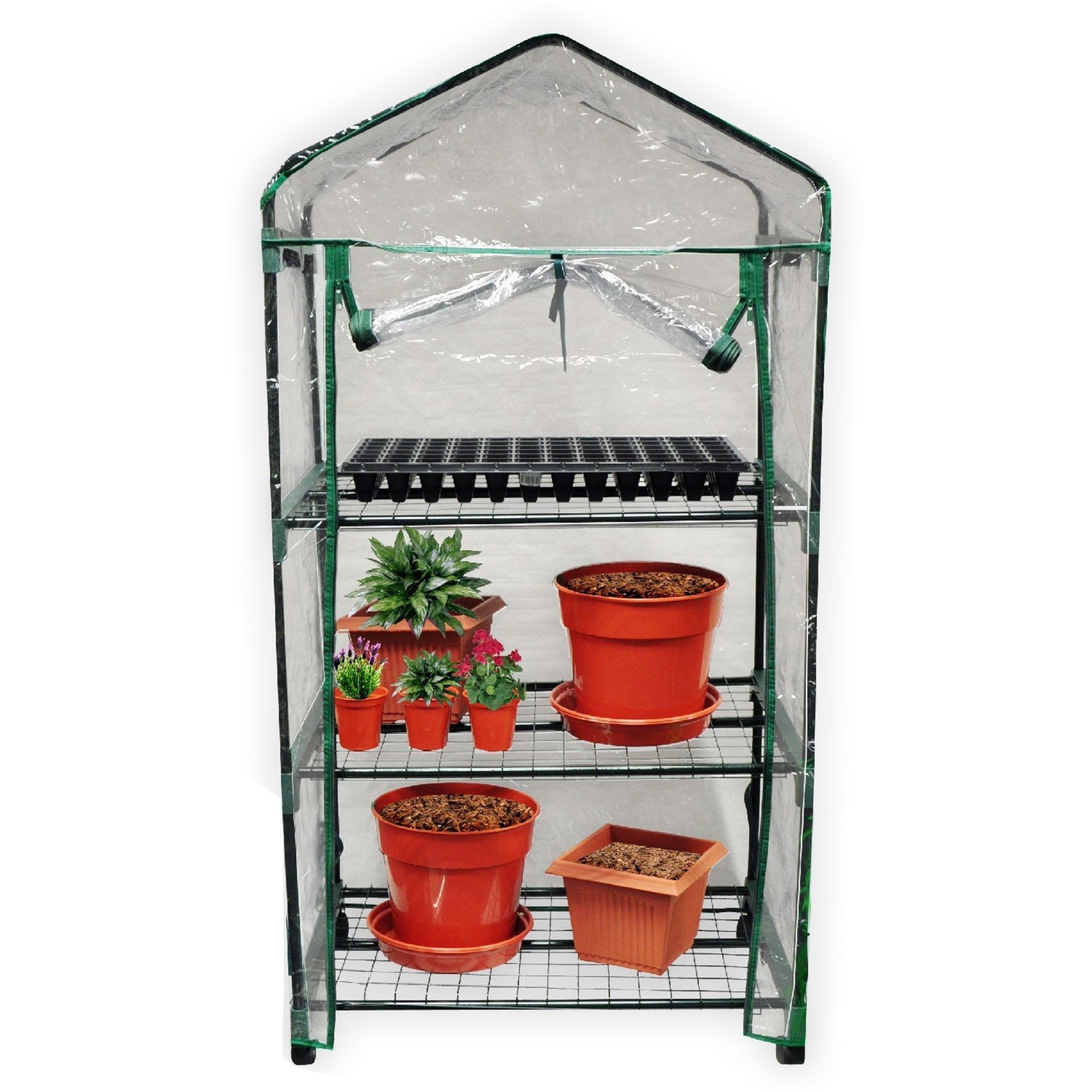 2 x Kingfisher GH3T 3 Tier Greenhouse on Wheels - Multi-Colour