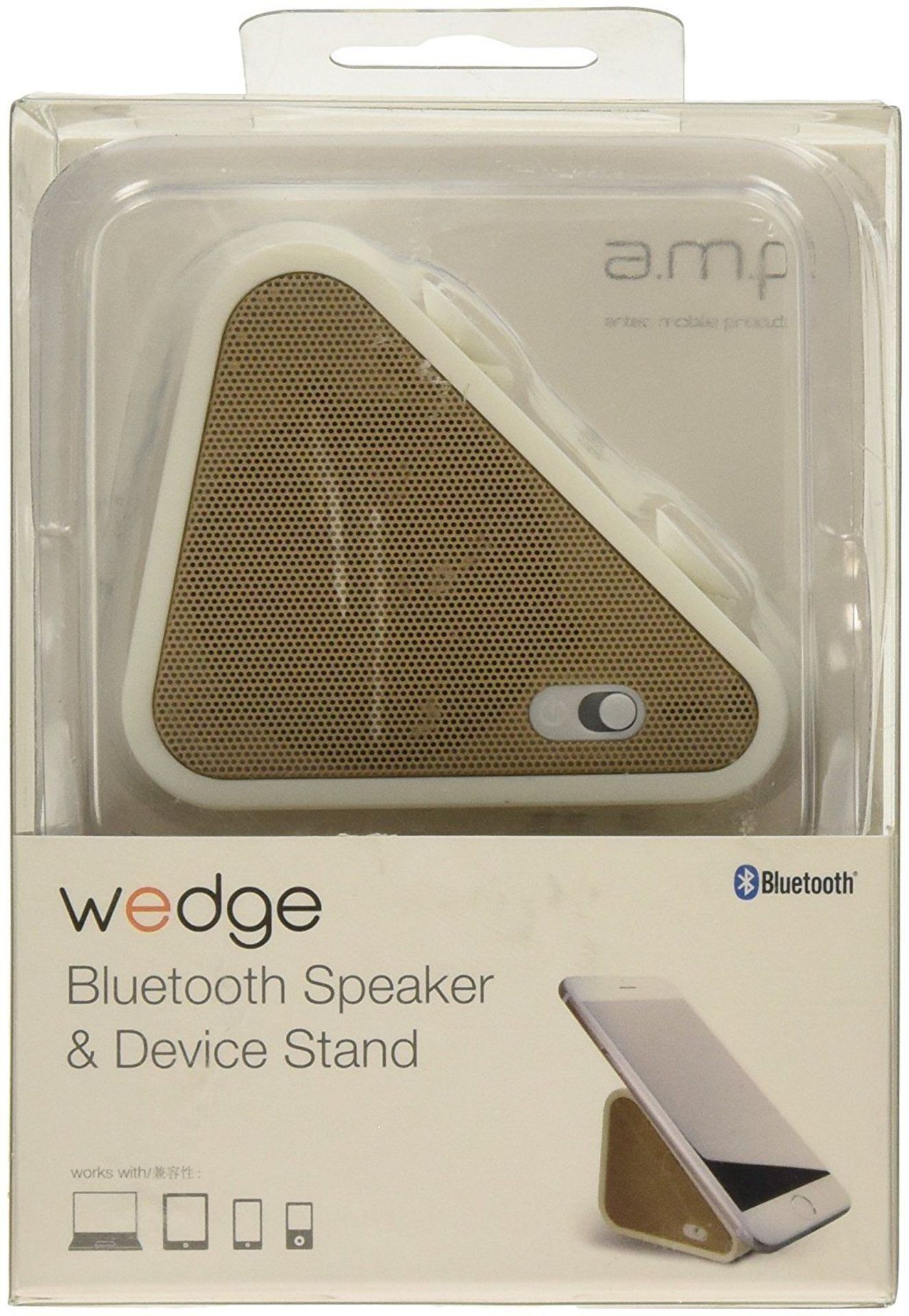 Antec Wedge Support Bluetooth Speaker with Stand for Mobile - White Gold