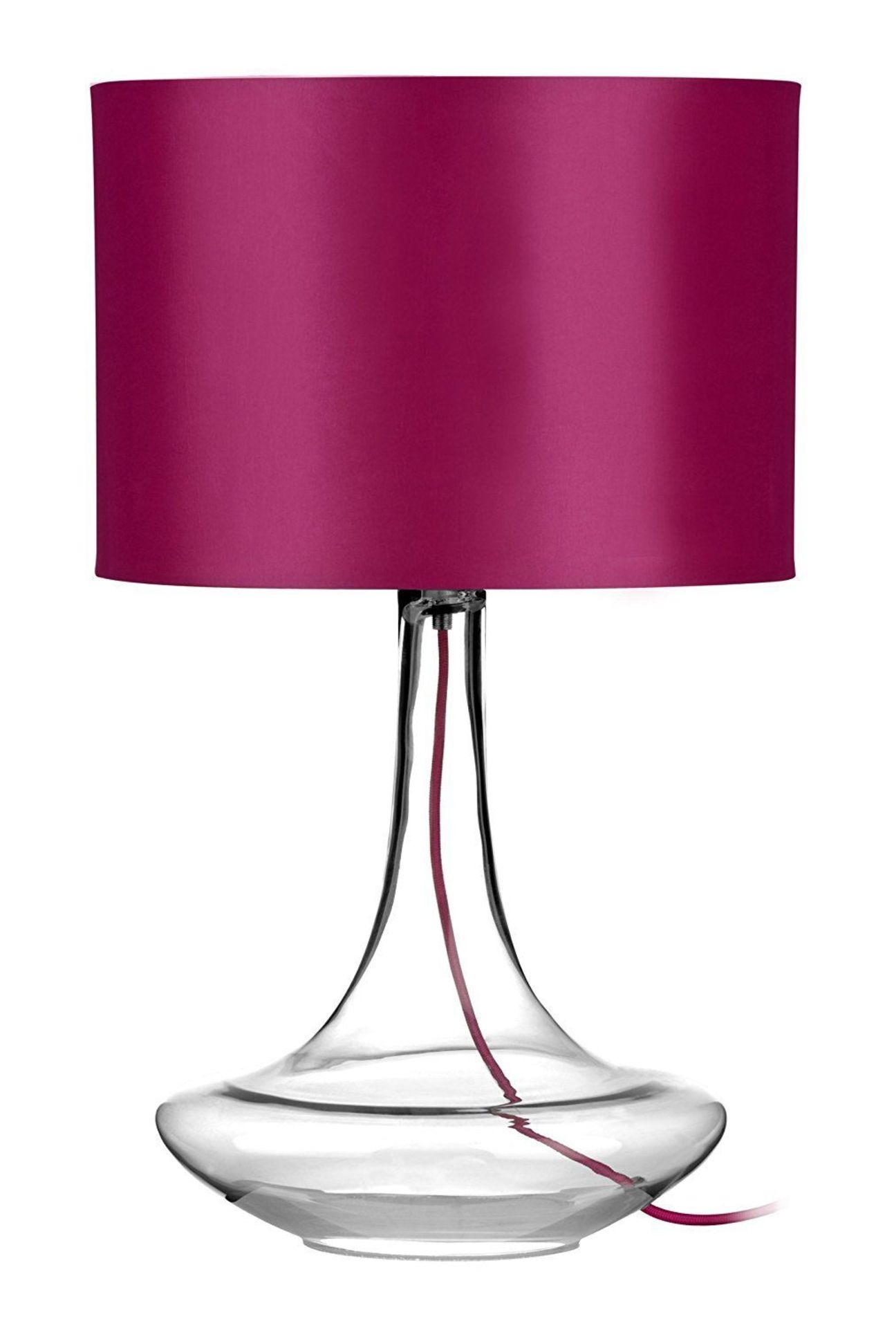 Premier Housewares Curved Glass Table Lamp - Hot Pink