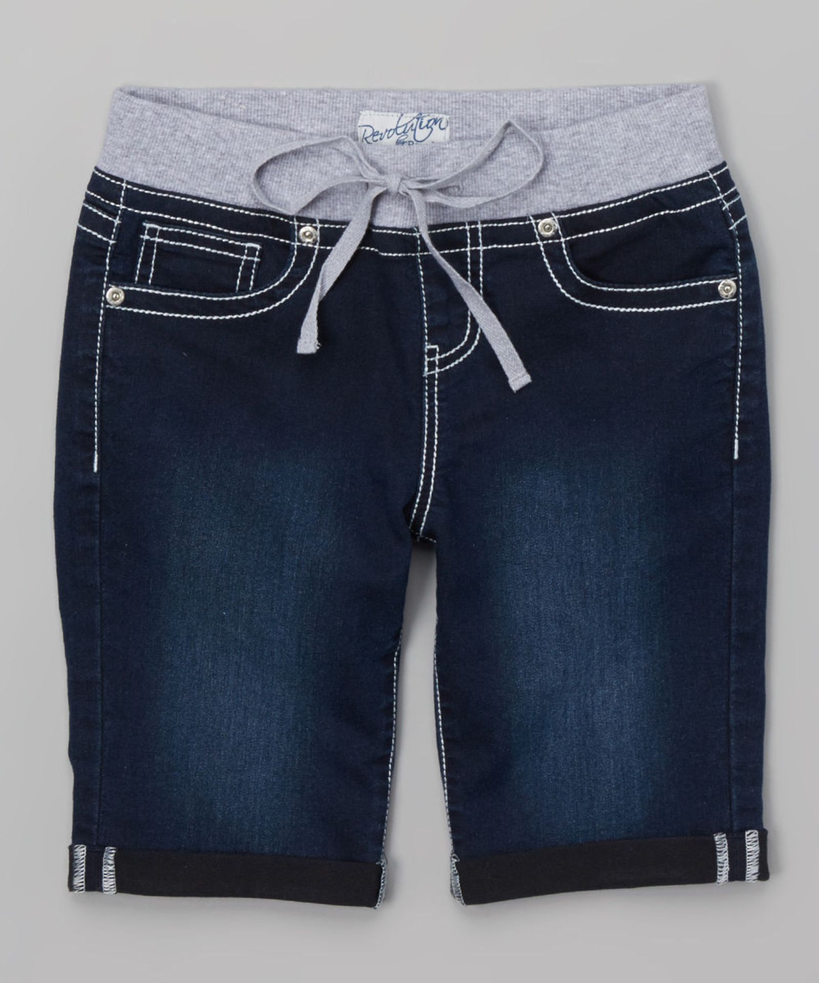 Brand New Revolution by Revolt Dark Wash & Gray Contrast Denim Shorts - Kids 10