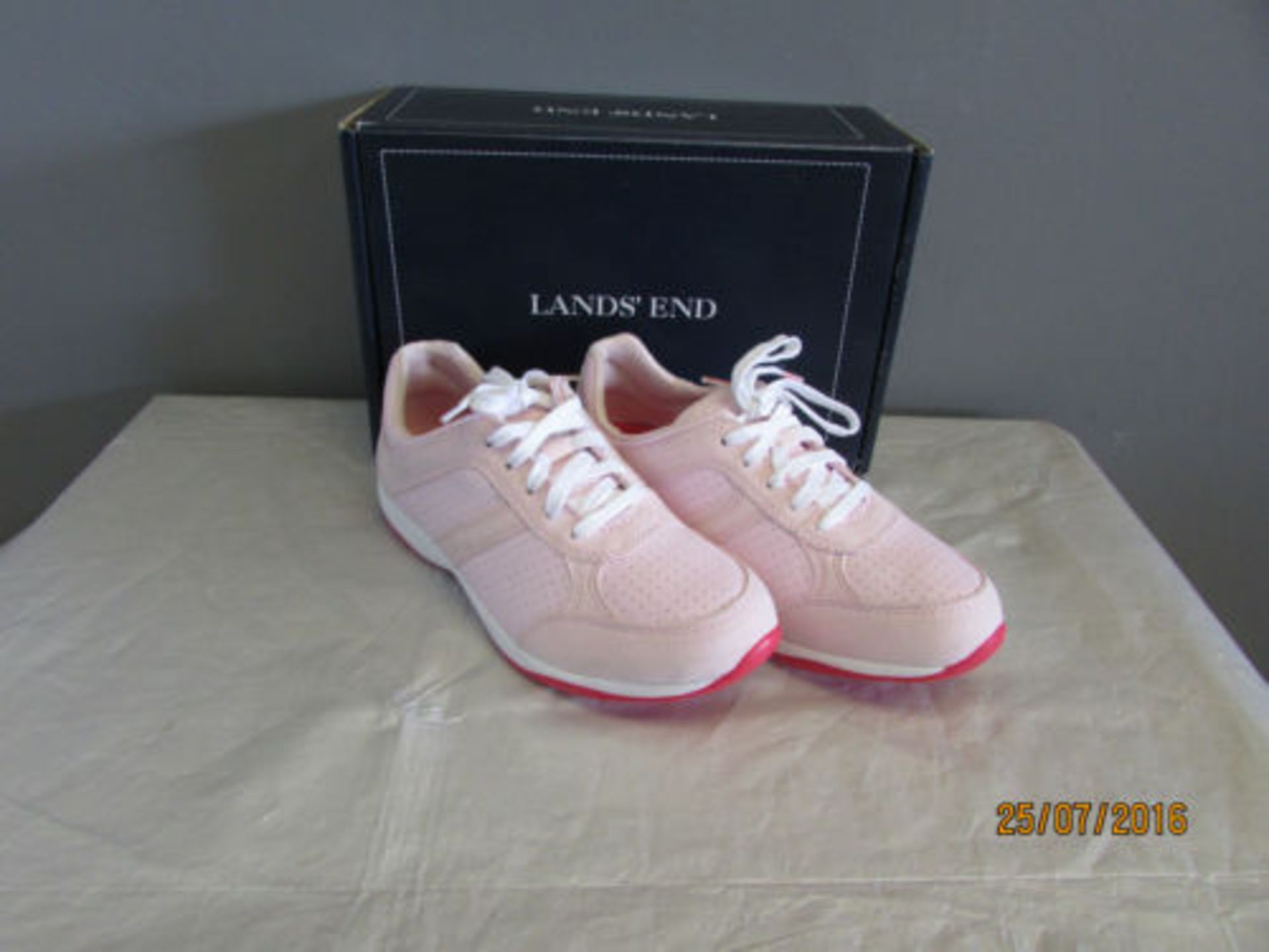 Brand New Lands End Women's Synthetic Lace Up Trainer Rosewater Pink US 6