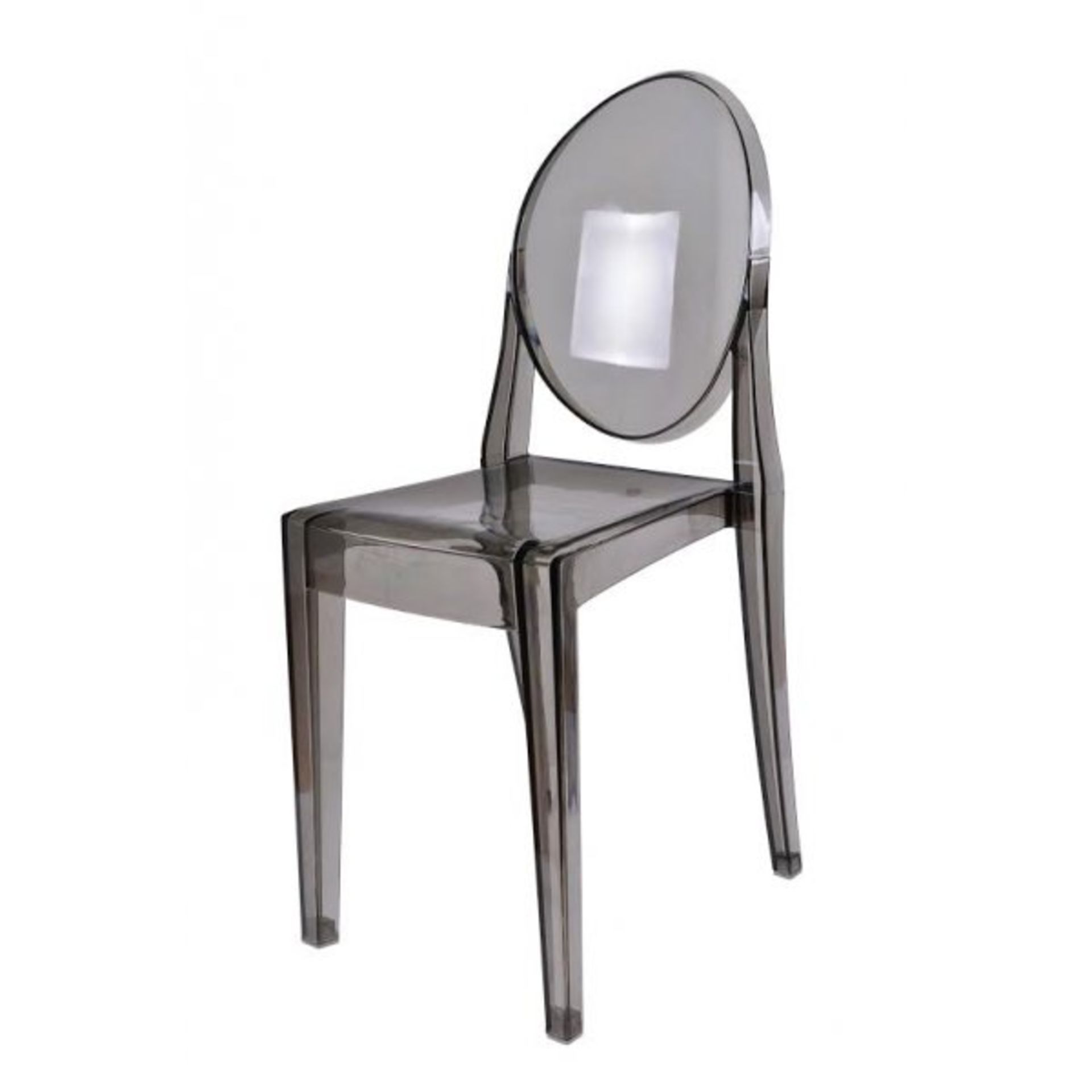 6 x Brand New Victoria Transparent Smoke Plastic style Ghost Chair influenced by Philippe Starck ( - Image 2 of 3