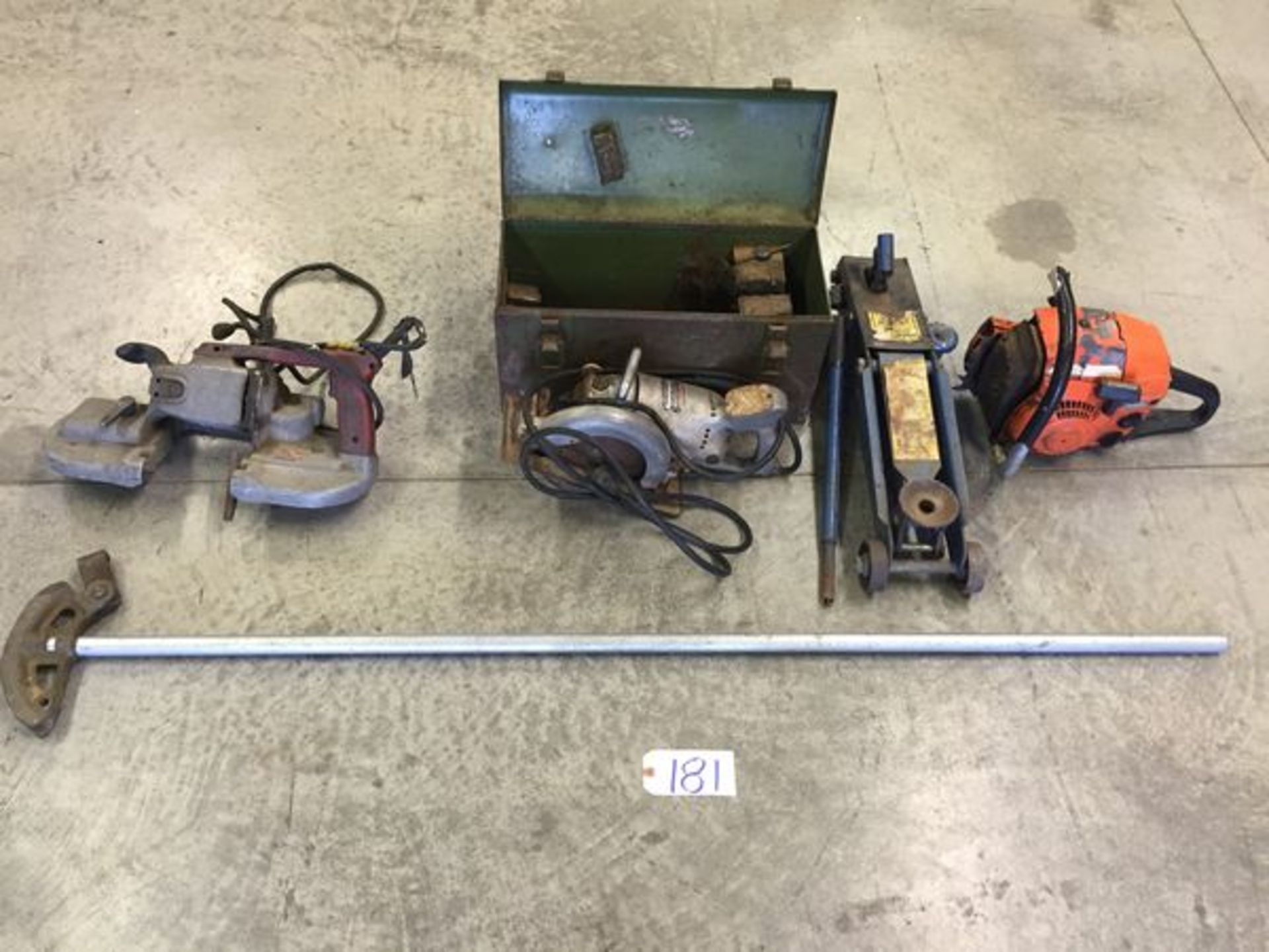 Lot of Tools Milwaukee Band Saw, Bender, Quick Saw, Jack