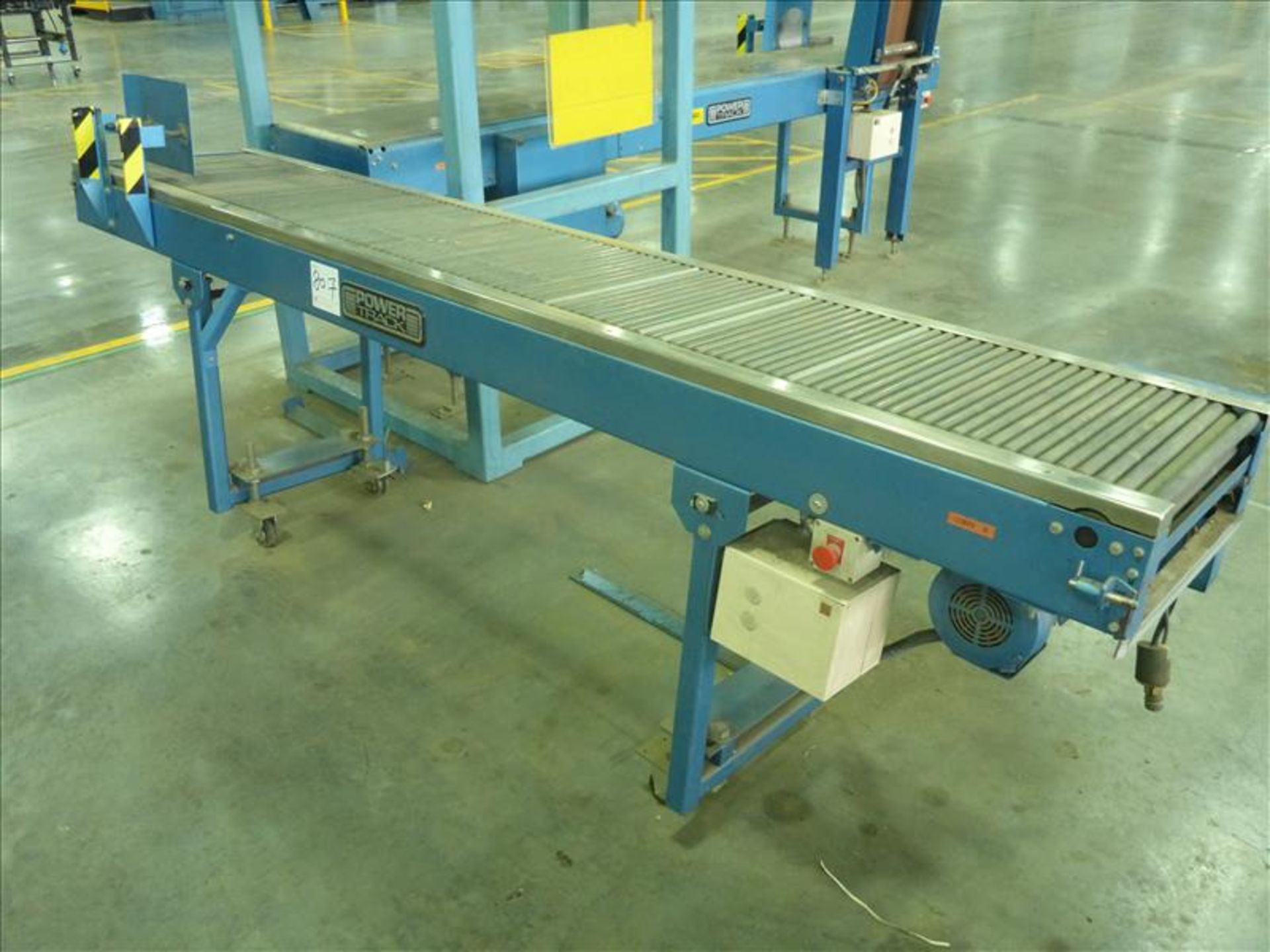 PowerStrap P/STP roller conveyor, approx. 18 in. x 192 in., 1/2 hp on casters