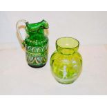 A Mary Gregory Vase and a Hand Painted Jug