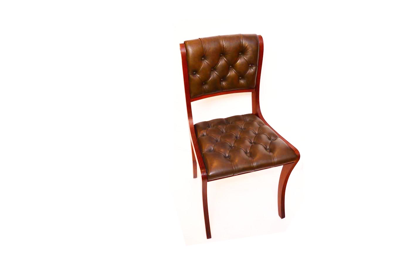 A Mahogany Framed Single chair, Button Back Leather Back