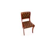 A Mahogany Framed Single chair, Button Back Leather Back